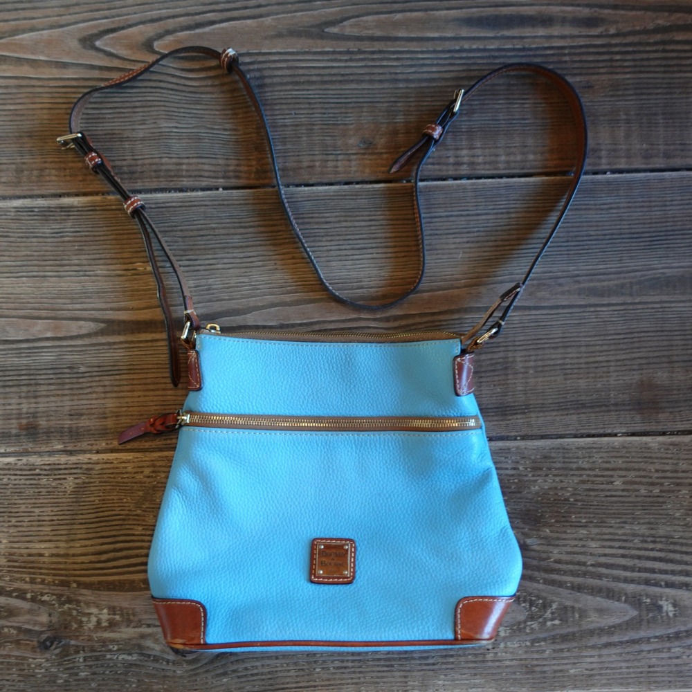 Dooney & Bourke Pebble Grain Crossbody Caribbean Blue Leather Messenger Purse